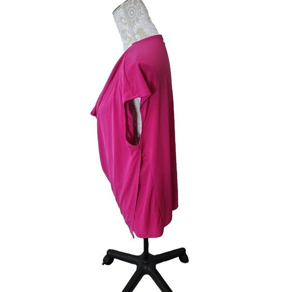 Lane Bryant Top Drapey Neckline Pink Stretchy Short Cap Sleeve Women's 18 20 - Picture 5 of 6
